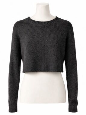 Lili Sidonio by Molly Bracken Black Crewneck Ribbed Sweater